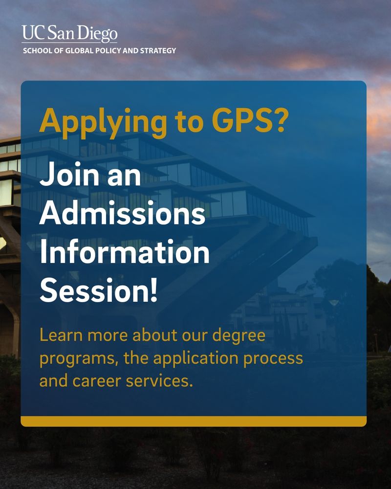 Geisel Library. Text reads, Applying to GPS? Join an Admissions Information Session! Learn more about our degree programs, the application process and career services.