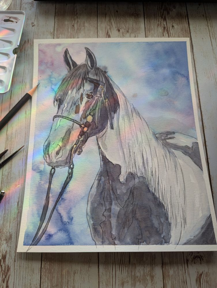 Watercolor painting of a horse