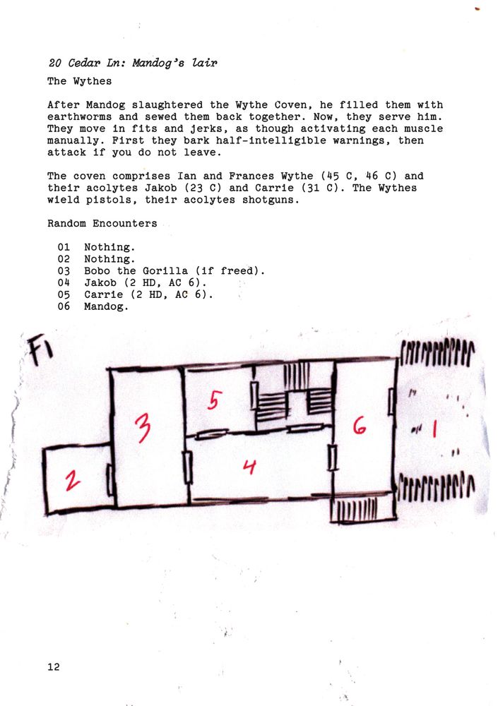 A incredibly dingy looking map and key, it looks as if it was scapbooked together with typewriter texts and torn paper