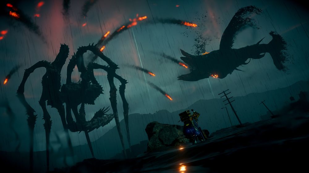 A giant crab and whale duke it out in a BT tar warzone while sam cheers  on