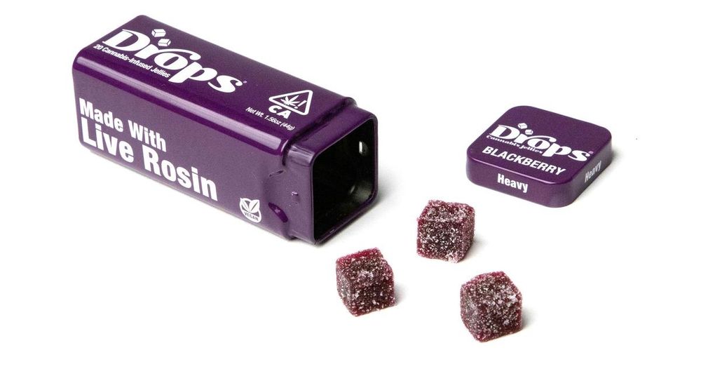 Drops-brand cannabis gummies, blackberry flavor
