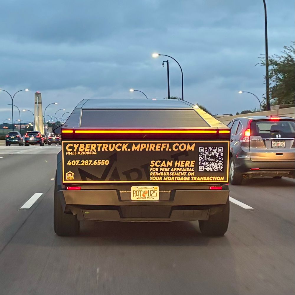 Advertisement on a Cybertruck.
