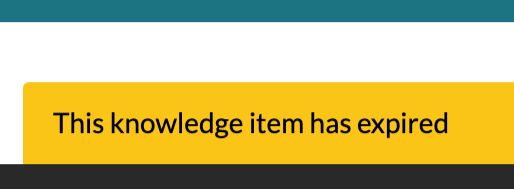 a screenshot of an error message reading "This knowledge item has expired"