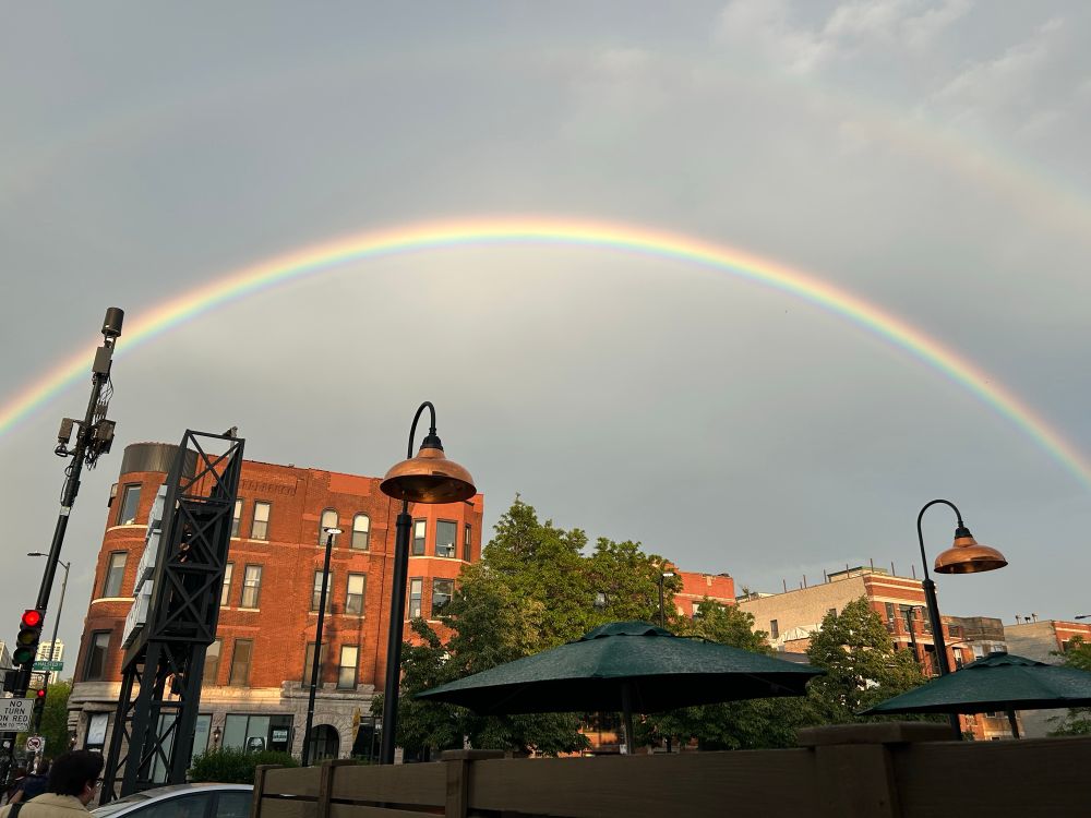 A double-rainbow over Lake Michigan taken from the corner of Diversey and Halsted in Chicago. 