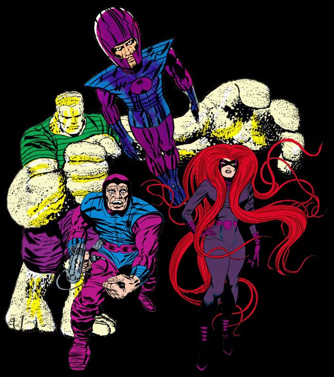 The Fantastic Four's nemeses the Frightful Four as drawn by Jack Kirby