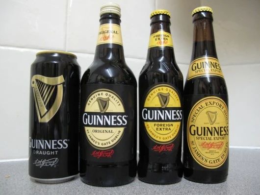 Four different types of Guinness stout