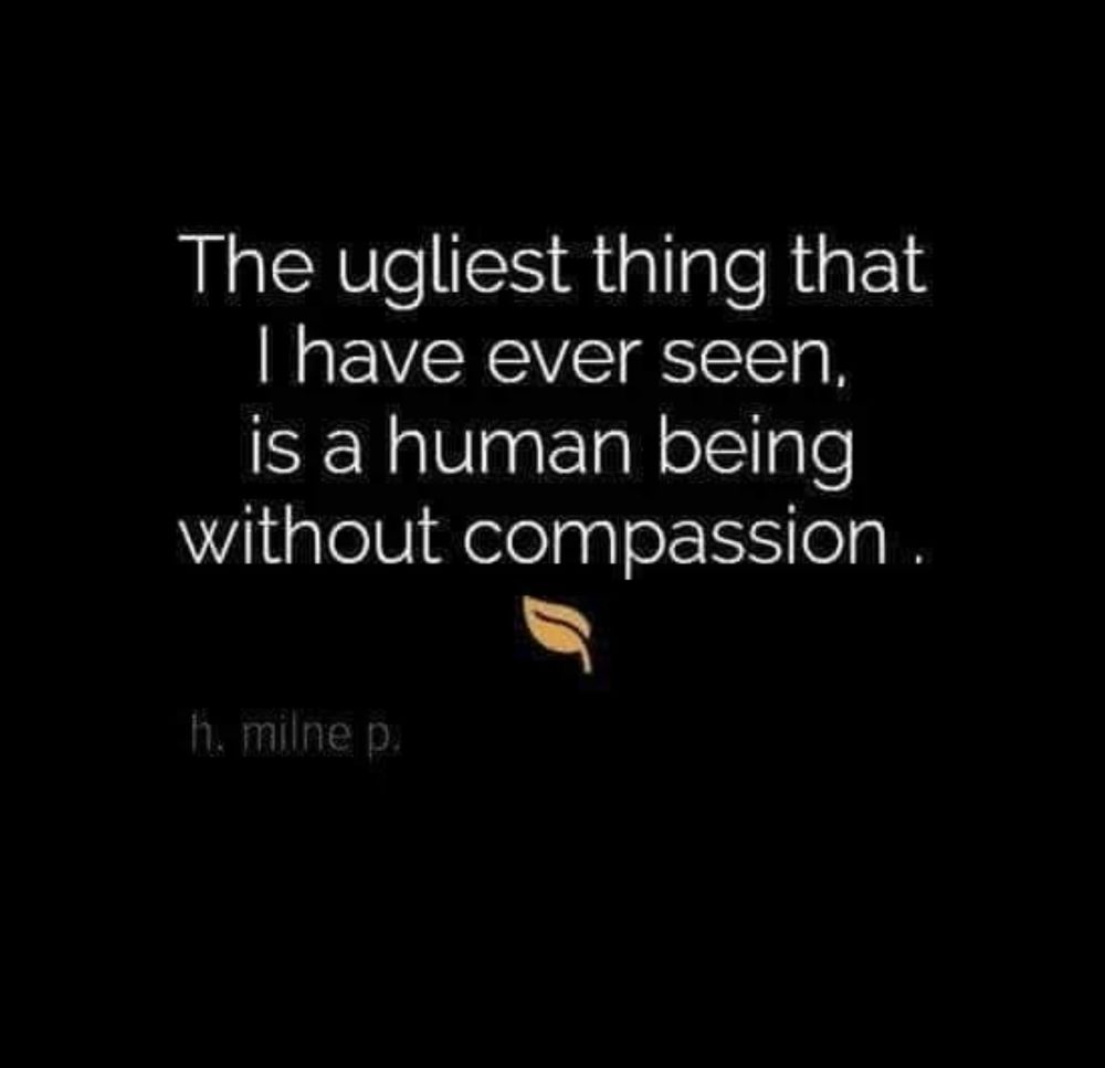 The ugliest thing that I have ever seen is a human being without compassion. 
