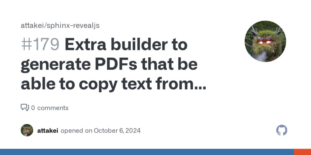 Extra builder to generate PDFs that be able to copy text from contents · Issue #179 · attakei/sphinx-revealjs