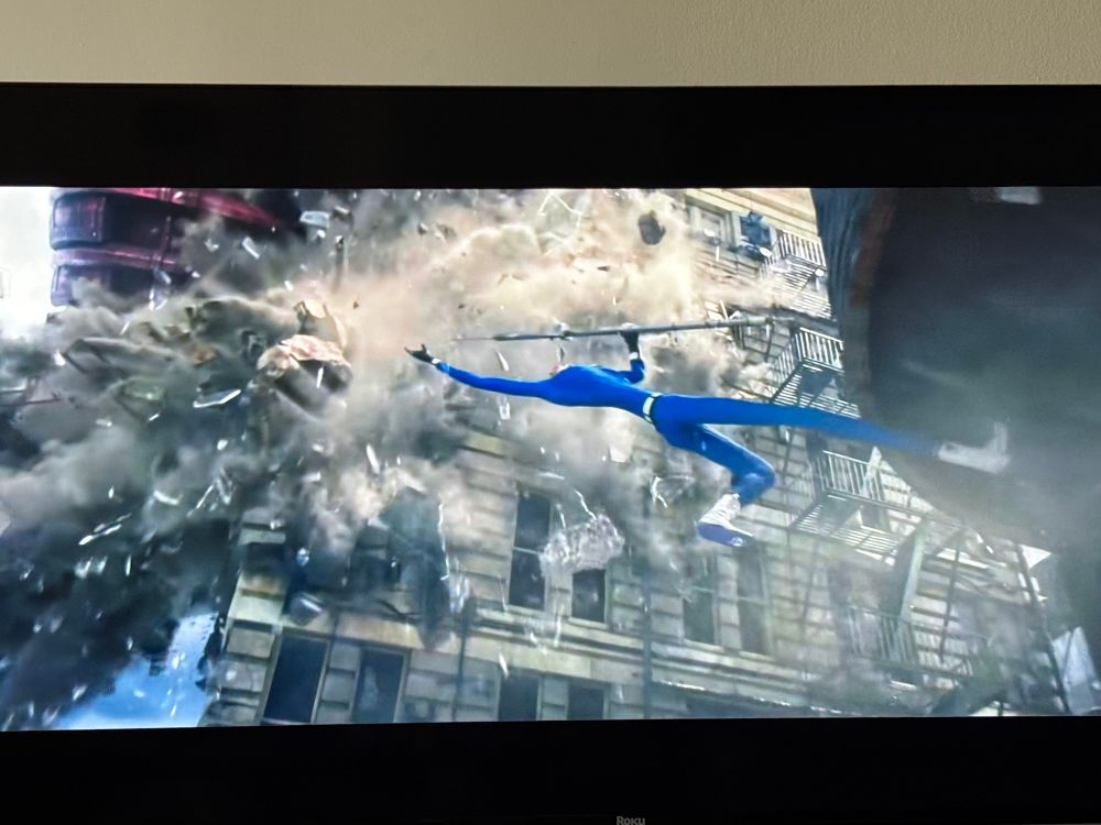 Screenshot of Reed Richard’s using his stretching powers in “The Fantastic Four: First Steps”