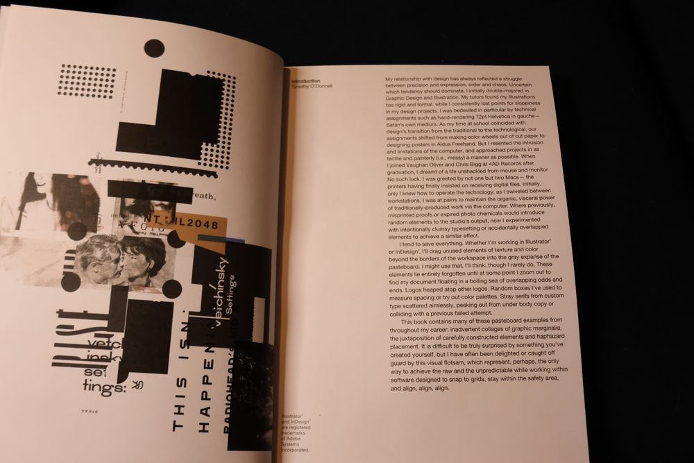 the introduction to the book with a facing page of various logos superimposed on one another