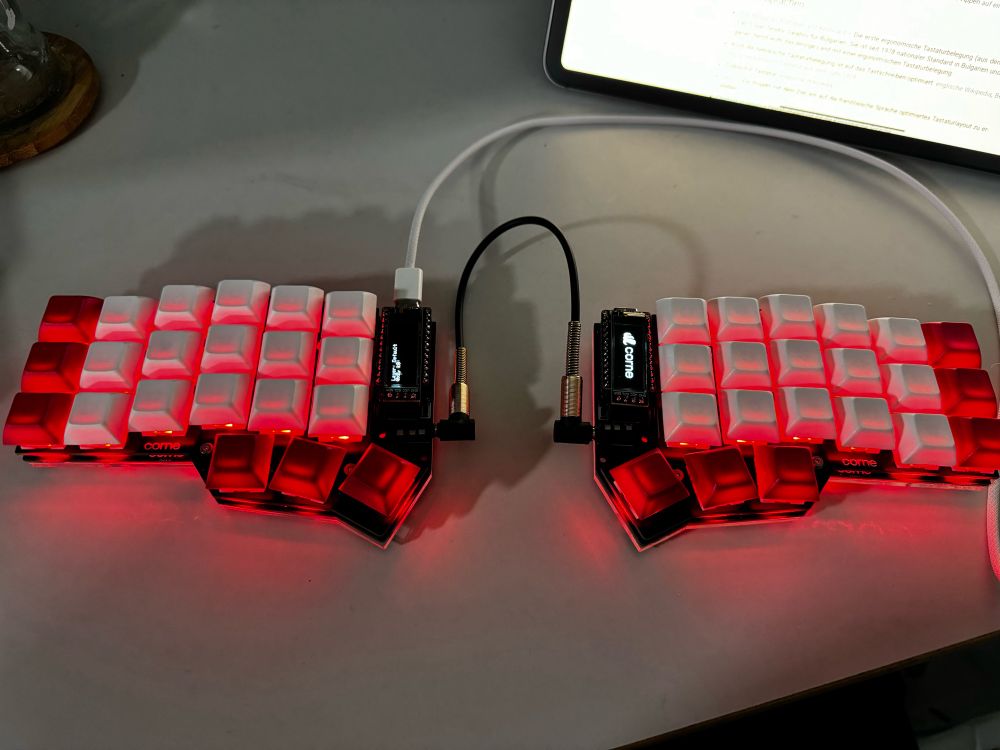 Split-Keyboard Corne mit 42 Tasten ohne Beschriftung