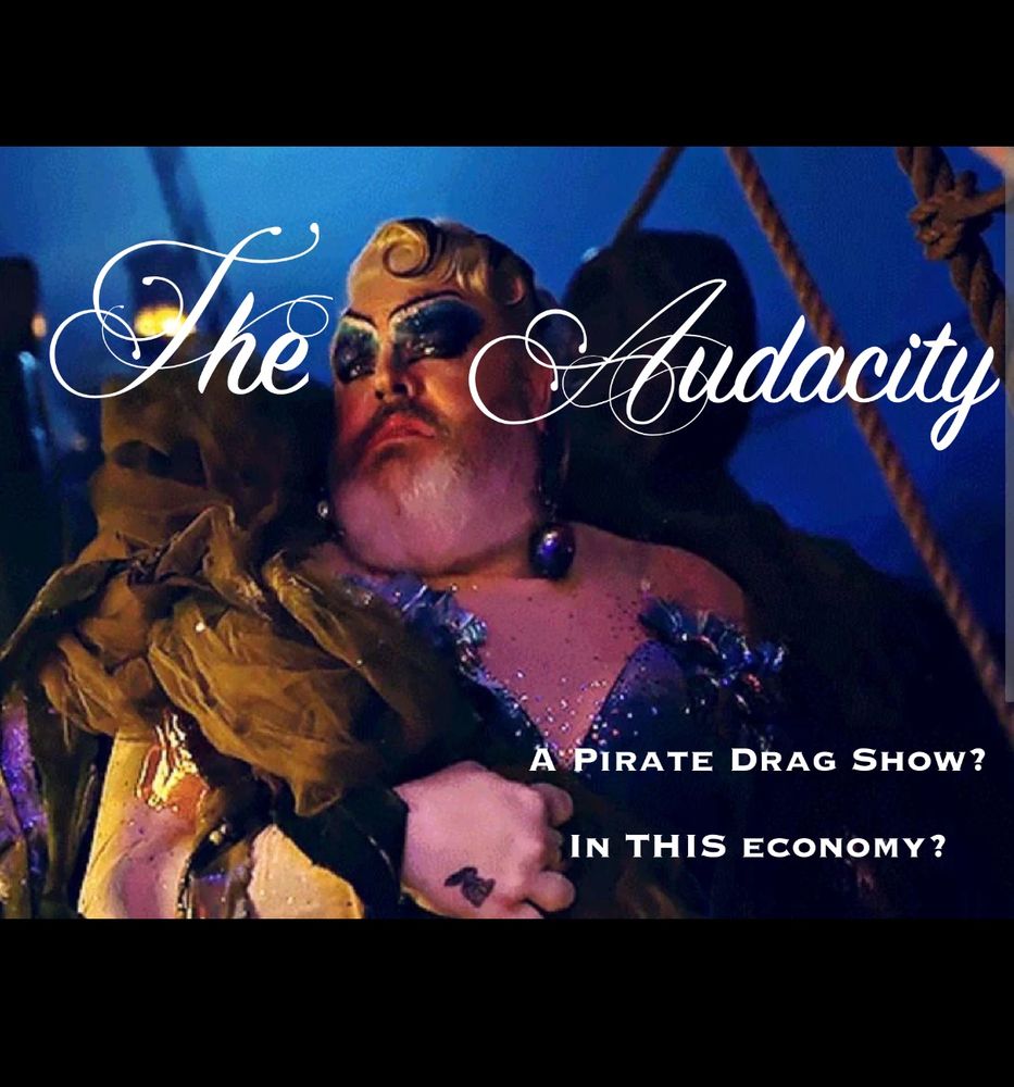 A gorgeous pirate in drag promotes a potential OFMD drag show