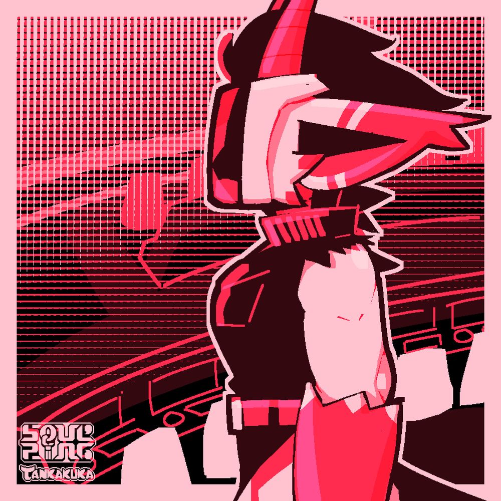 A masked dragon-like "primerial" in a frayed uniform facing left. Their hair and ears face backward while a glint on the mask's glass panel reveals the silhouette profile of this primerial. There are monitor, seats, and panels in the background, obscured by a bright gradient.
