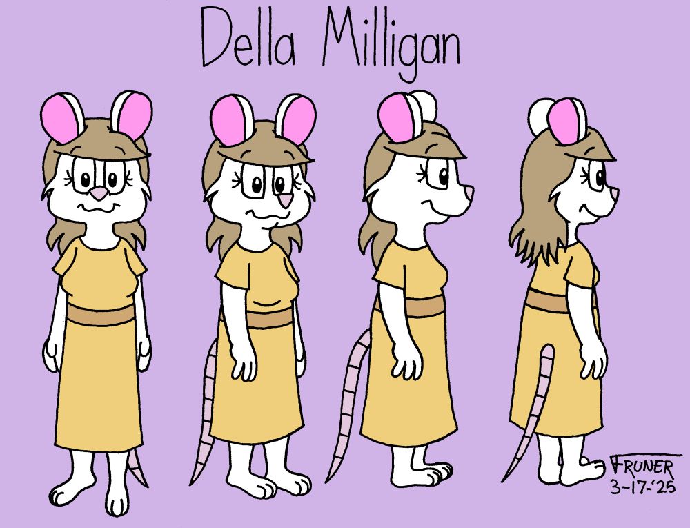 A model sheet of Della the mouse.