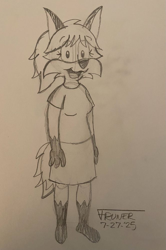A pencil sketch of Lena the fox.