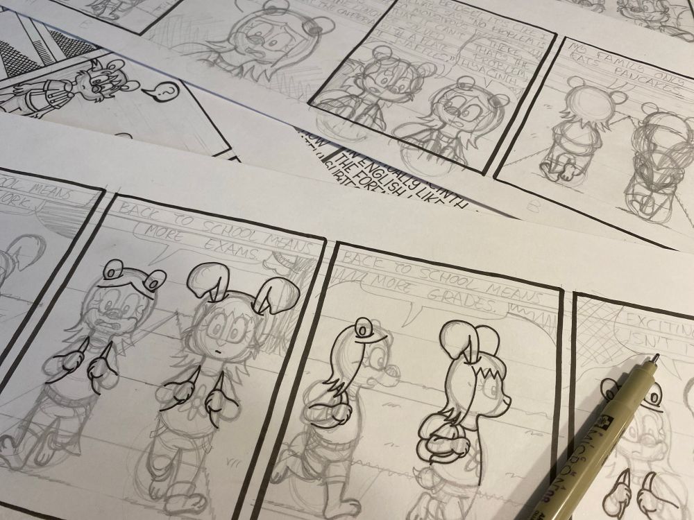Unfinished “Hyacinth and Sal” comic strips.