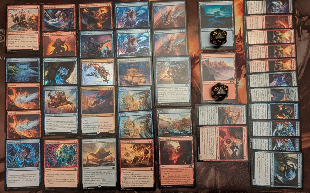 Blue-red draft deck, with top sideboarding candidates and the rest of the sideboard