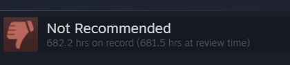Review Screenshot "Not recommended", 682hrs on record