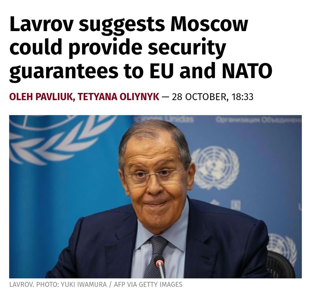 Lavrov suggests Moscow could provide security guarantees to EU and NATO