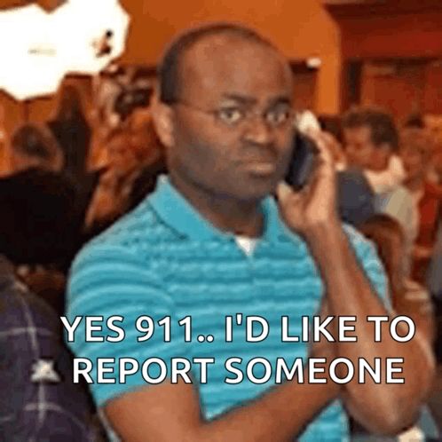 Meme bild på sur man som ringer polisen 