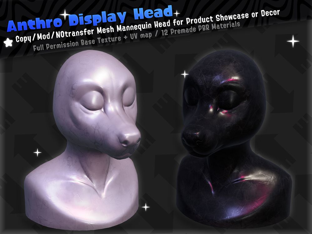 SL product image of [SN] Anthro Display Head - static mesh mannequin for displaying accessories and shit