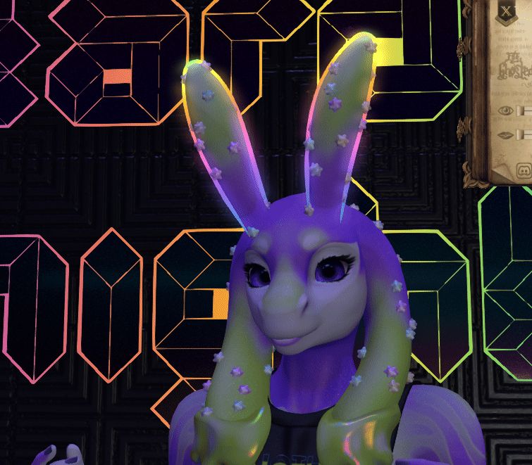 animated gif of sour slug avatar, showing a glowy rainbow cell-shade style outline I made for the bento antennae
