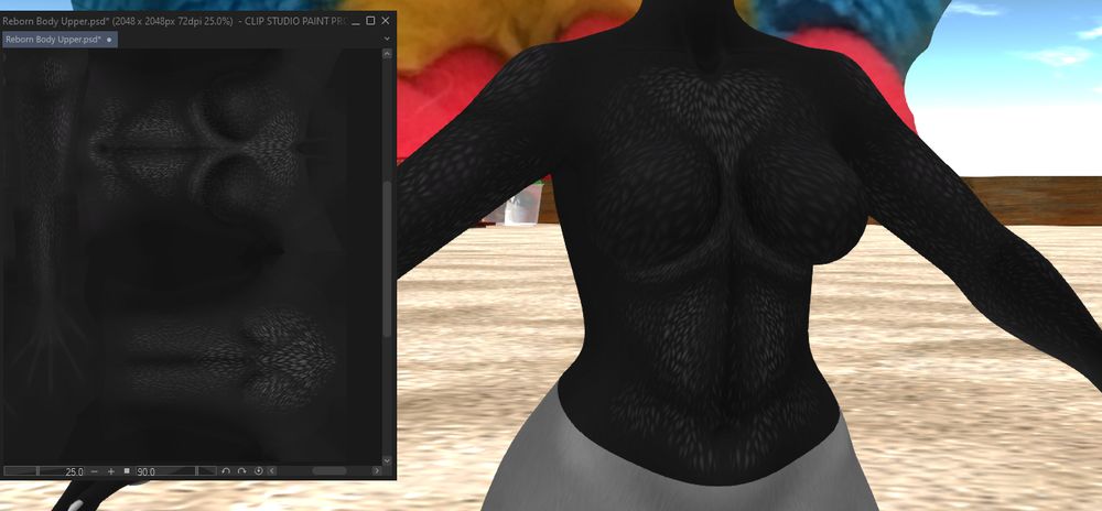 my hand hurts from drawing all these tiny hairs bro. (wip image of my fur layer)