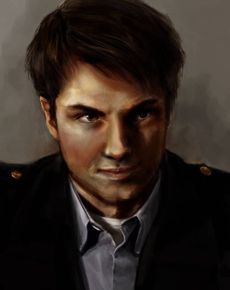 Realistic portrait of Captain Jack Harkness from Torchwood (a Dr. Who spinoff)