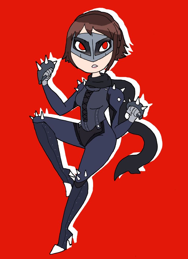 Persona 5's Makoto Niijima, drawn in a cartoony style.