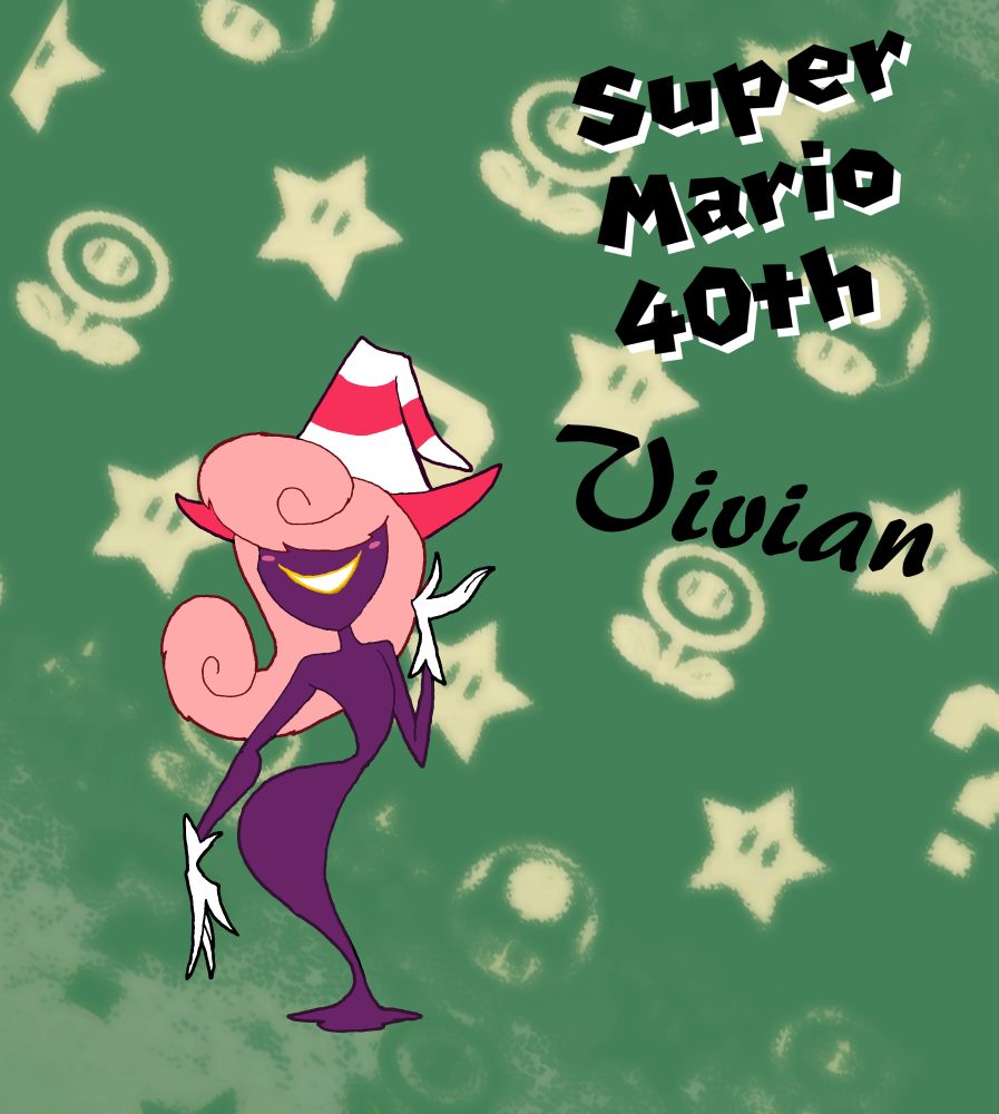 Fanart featuring Vivian, done for Super Mario's 40th anniversary.
Vivian here is drawn like a character from Vivziepop's projects.

...I am so sorry folks.