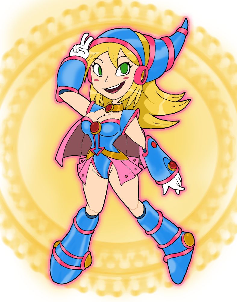 A Reploid/Megaman X inspired character redesign for Yu-Gi-Oh's Dark Magician Girl.