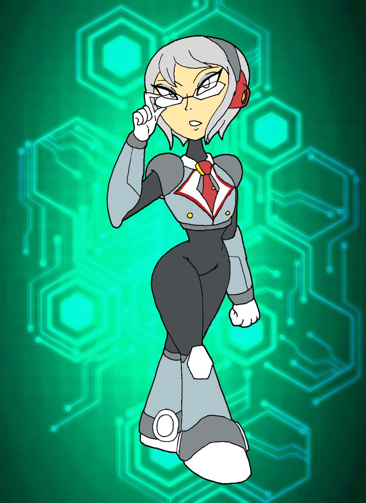 The Next Robot Master turned Reploid, InfoWoman is now Query.
She's still a no-nonsense Navigator who is a real stickler for the rules.
She's also sort of...embarrassed of her body.