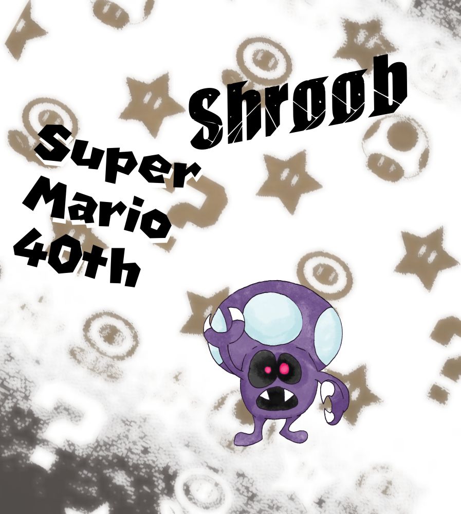 Fanart featuring a Shroob, done for Super Mario's 40th anniversary.
They're done in a faux watercolor style.