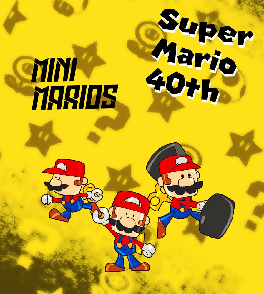 Fanart featuring Mini Marios, done for Super Mario's 40th anniversary.
Theyr done like cute polygonal mascots.