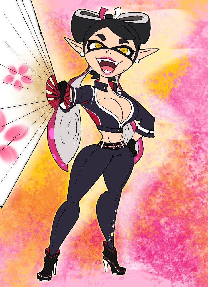 Splatoon idol Callie cosplaying as the Fatal Fury: CIty of the Wolves version of Mai Shiranui.