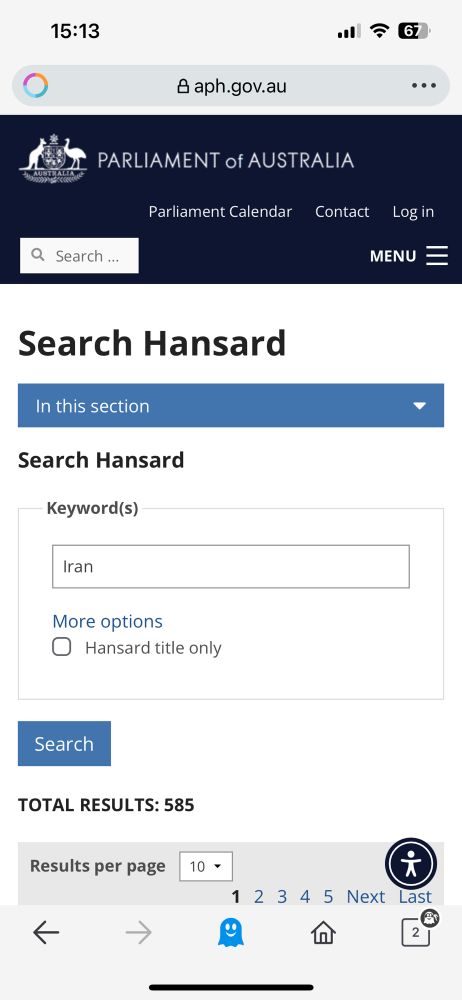Search of Hansard in Australia’s 47th Parliament shows 585 returns for the term IRAN