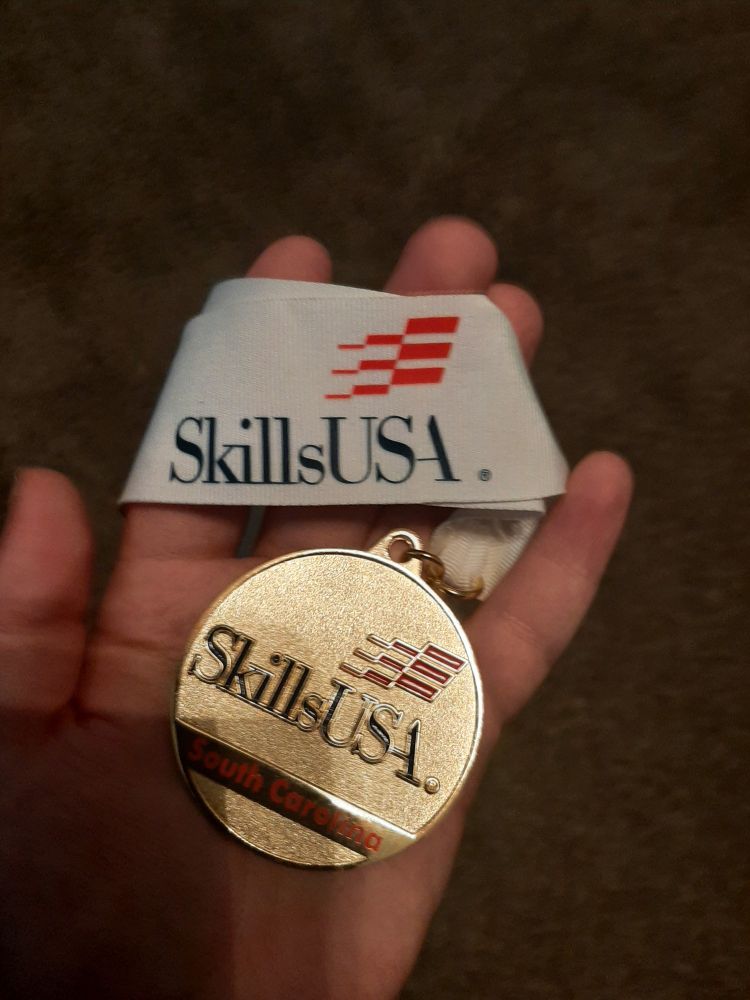 Front of my SkillsUSA gold medal 
