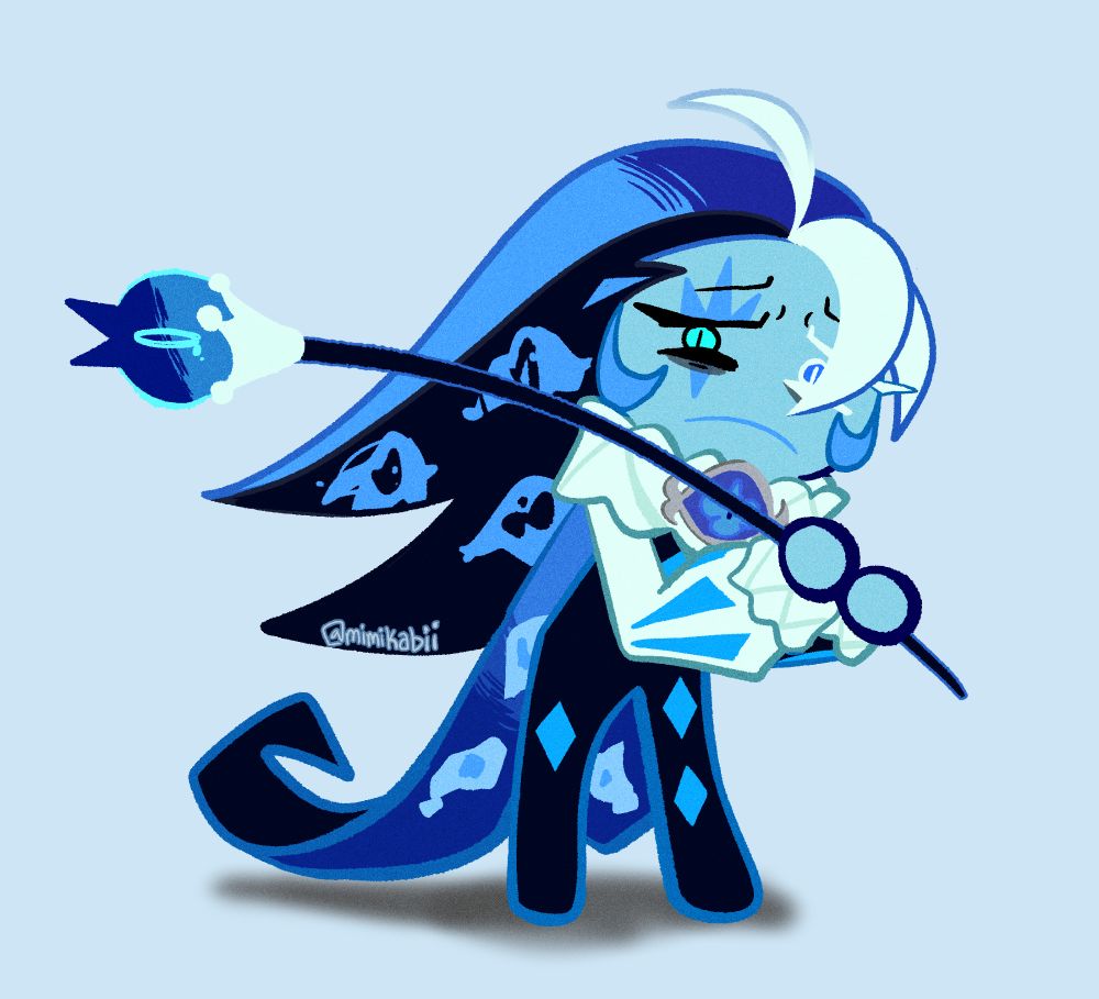an image of shadow milk cookie from cookie run kingdom but in the ant bindle meme formet. i drew this because i needed a sticker for my server and drawing him in this was Really. REALLY. funny to me. 