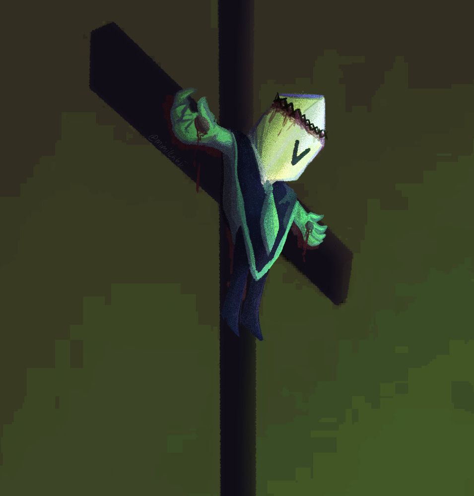 shit image of battat being crucified. this joke started on twitter and im too lazy to give more context