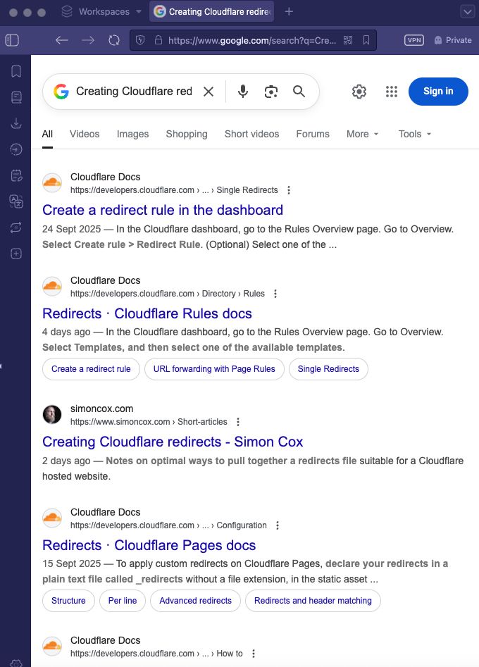 Incognito window not signed into Google showing my page in 3rd spot.