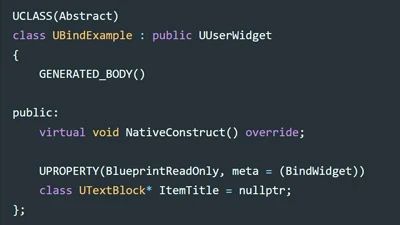 Connect C++ to UMG Blueprints with BindWidget