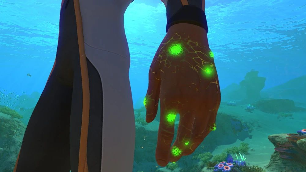 Kharaa on a man's left hand. 