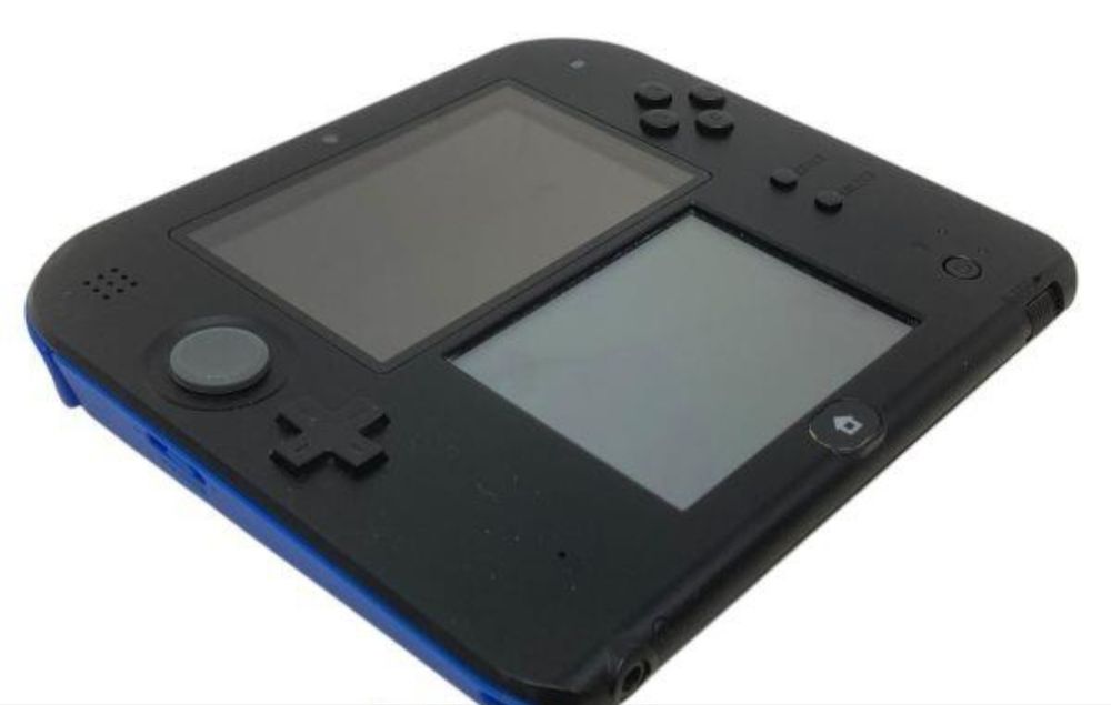 Nintendo 2DS Console in black and blue on a white background