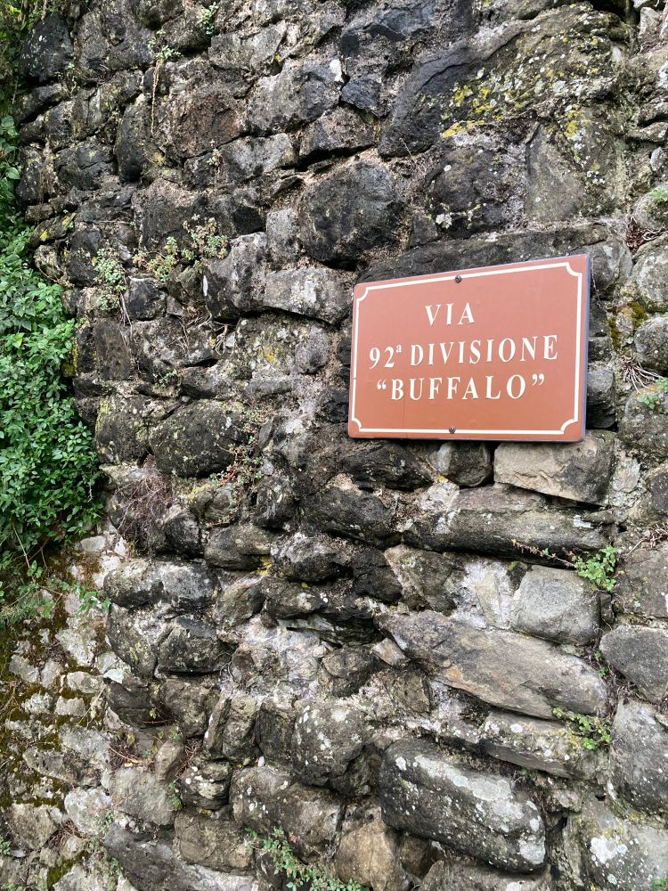 A path name commemorating the US 92nd Buffalo Division, a black American unit that behaved absolutely heroically when under Nazi fire