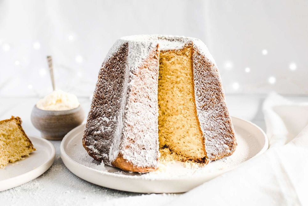 A picture of a sugar-covered italian goey pandoro, shamelessly stolen from a website because we usually eat ours too quickly to remember to take a photograph... 