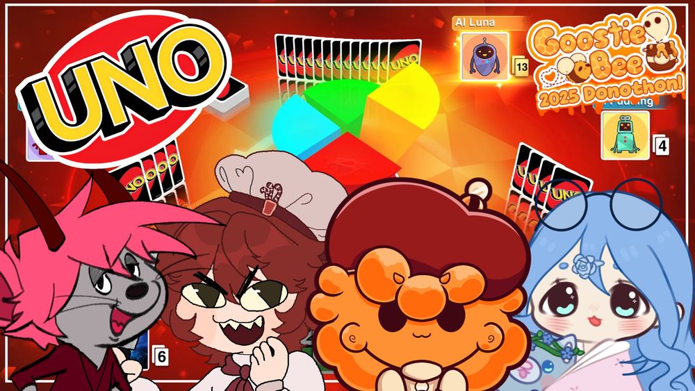 Streaming Uno tonight at 8 PM EST, 5 PM PST! ft. Larc_0ppai, PeppermintBaker, and RoseyLantana