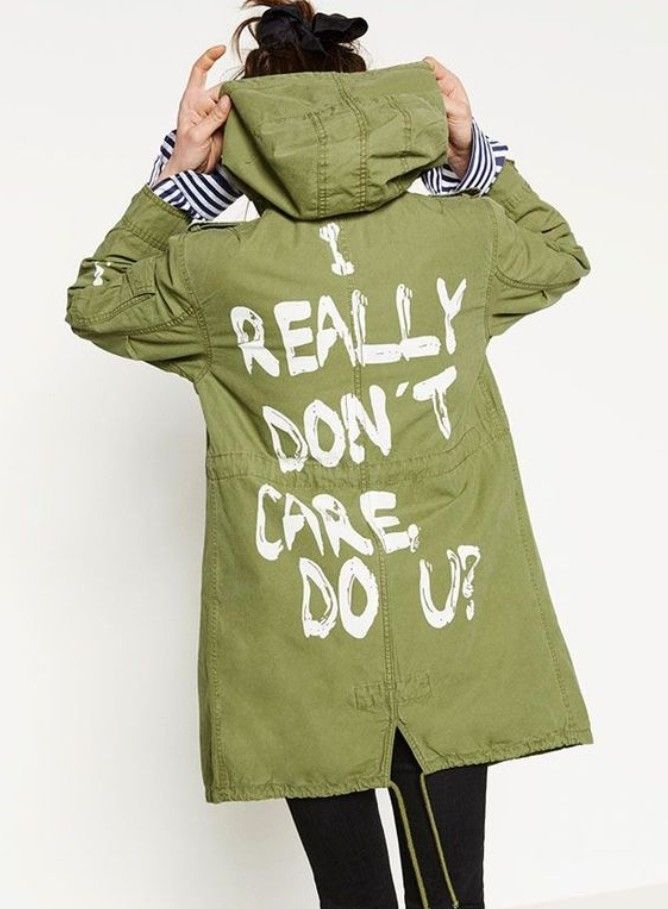 Melania Trump in the I really don't care do you jacket.