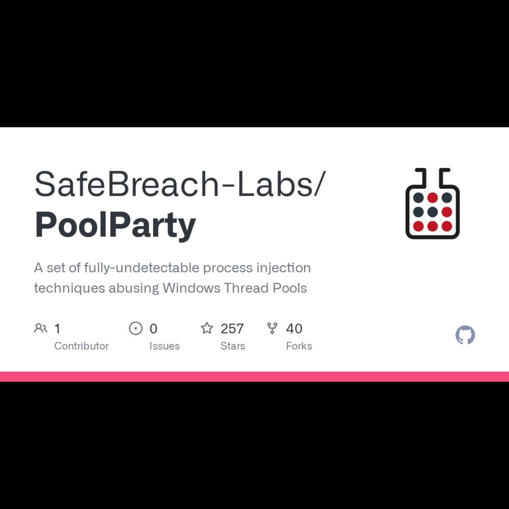 GitHub - SafeBreach-Labs/PoolParty: A set of fully-undetectable process injection techniques abusing...