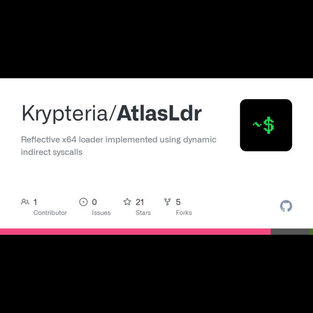 GitHub - Krypteria/AtlasLdr: Reflective x64 loader implemented using dynamic indirect syscalls