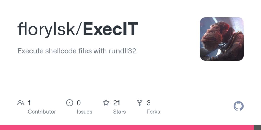 GitHub - florylsk/ExecIT: Execute shellcode files with rundll32